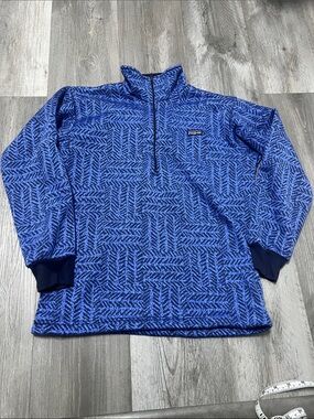Vtg 90’s Patagonia Capilene 1/4 Zip Sweatshirt/ Geometric / Blue / Medium